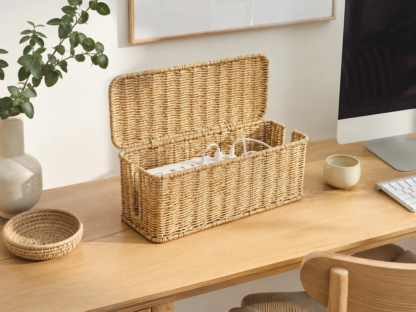 Cantalop Rattan Cable Box