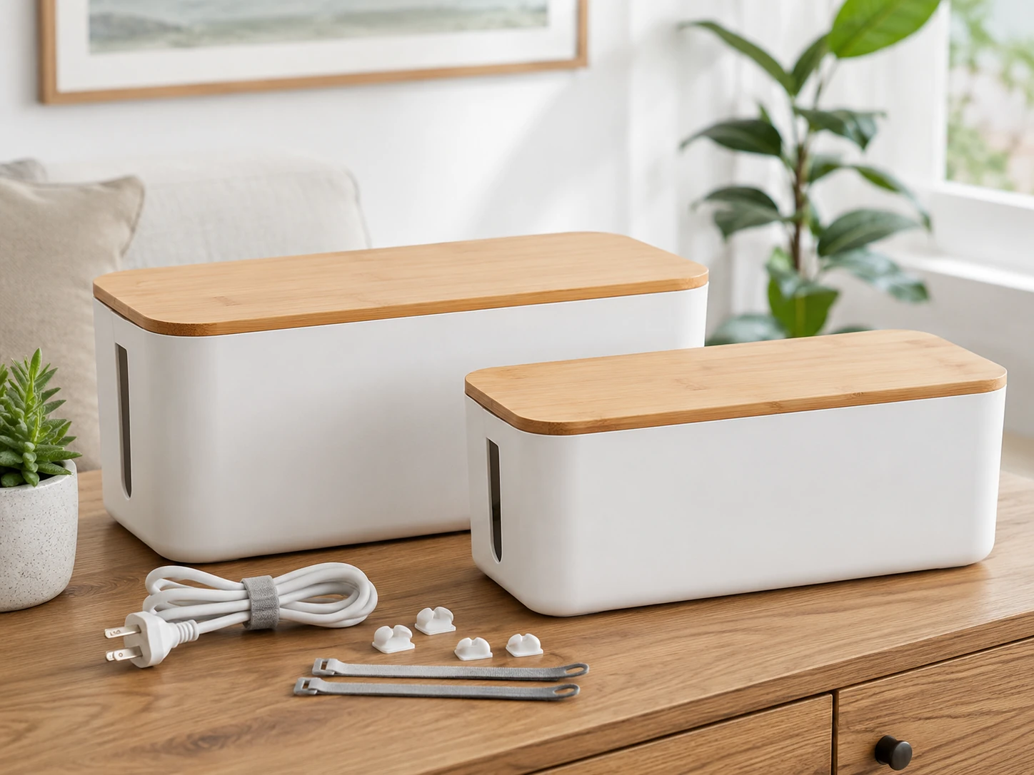 Baskiss Wooden Lid Cable Box