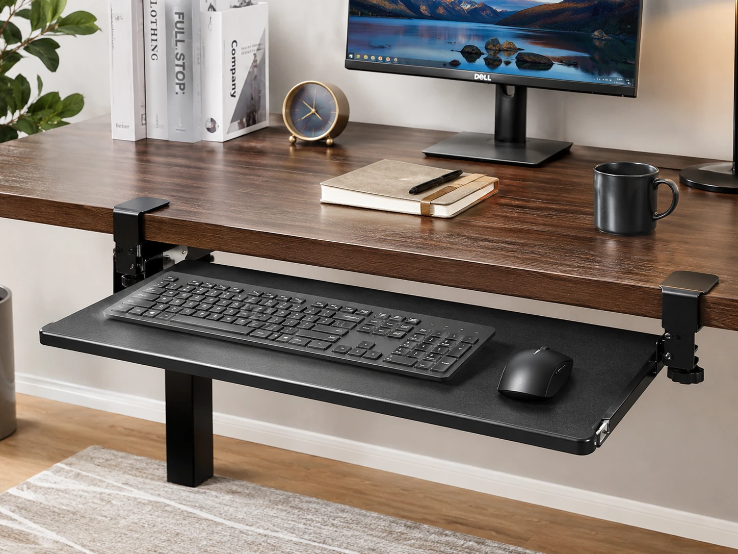 BONTEC KMT01 Keyboard Tray with Clamp Mount, 25.6 x 11.8 inch, Ergonomic, Black