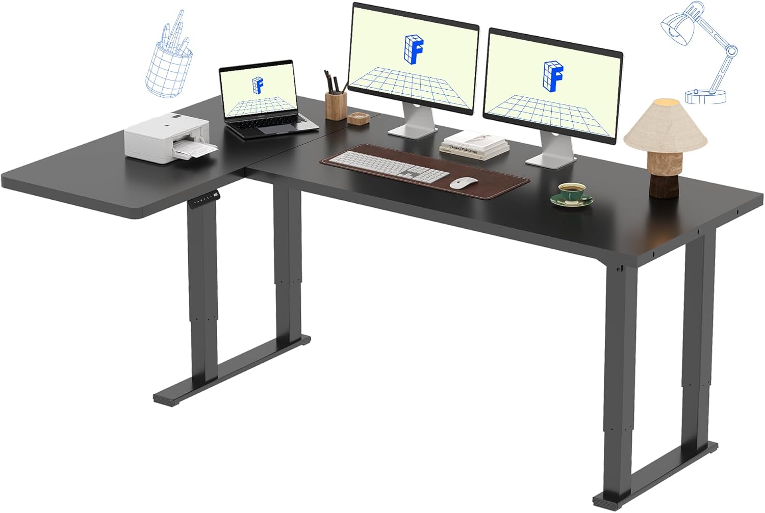 FLEXISPOT 4-Leg L-Shaped Standing Desk 71x43 inch