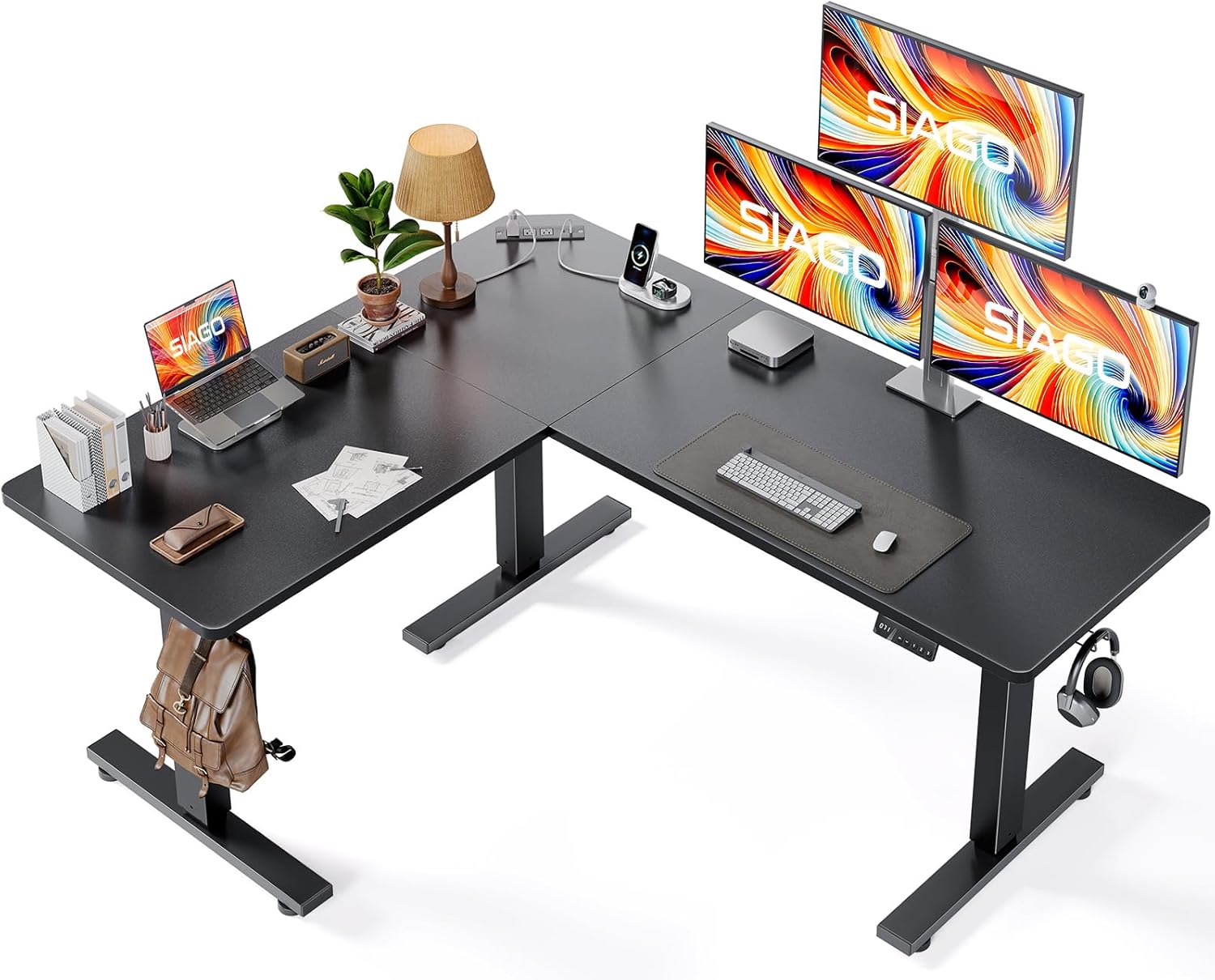 SIAGO L-Shaped Standing Desk 63x55 inch