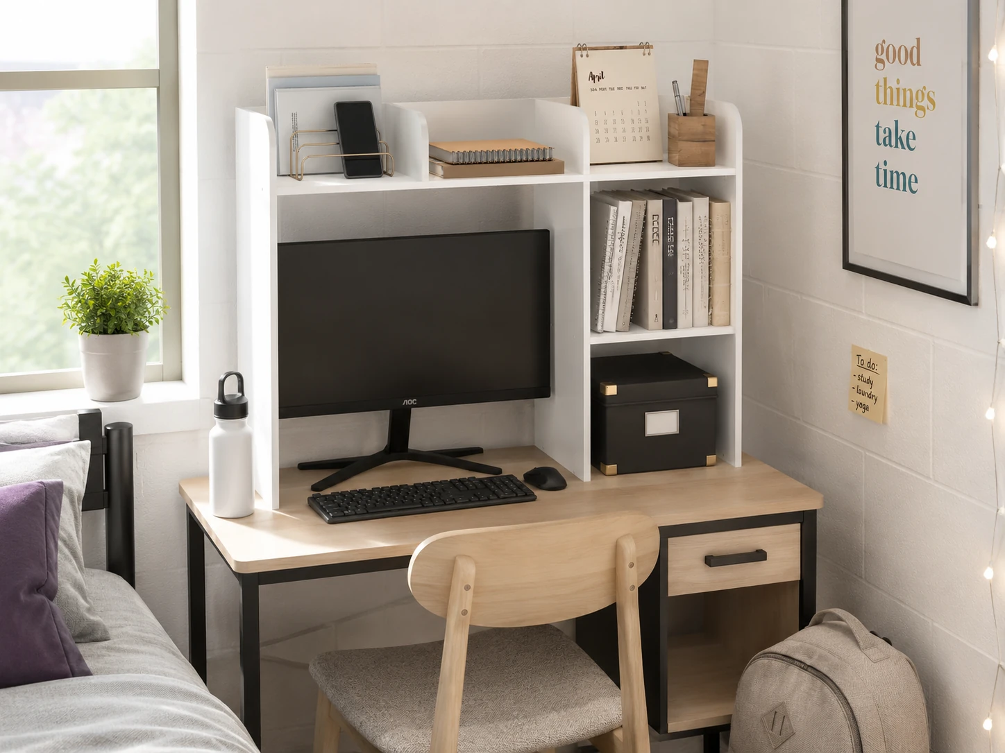 Tangkula Desktop Bookshelf, 5 Shelves, 3-Tier, White