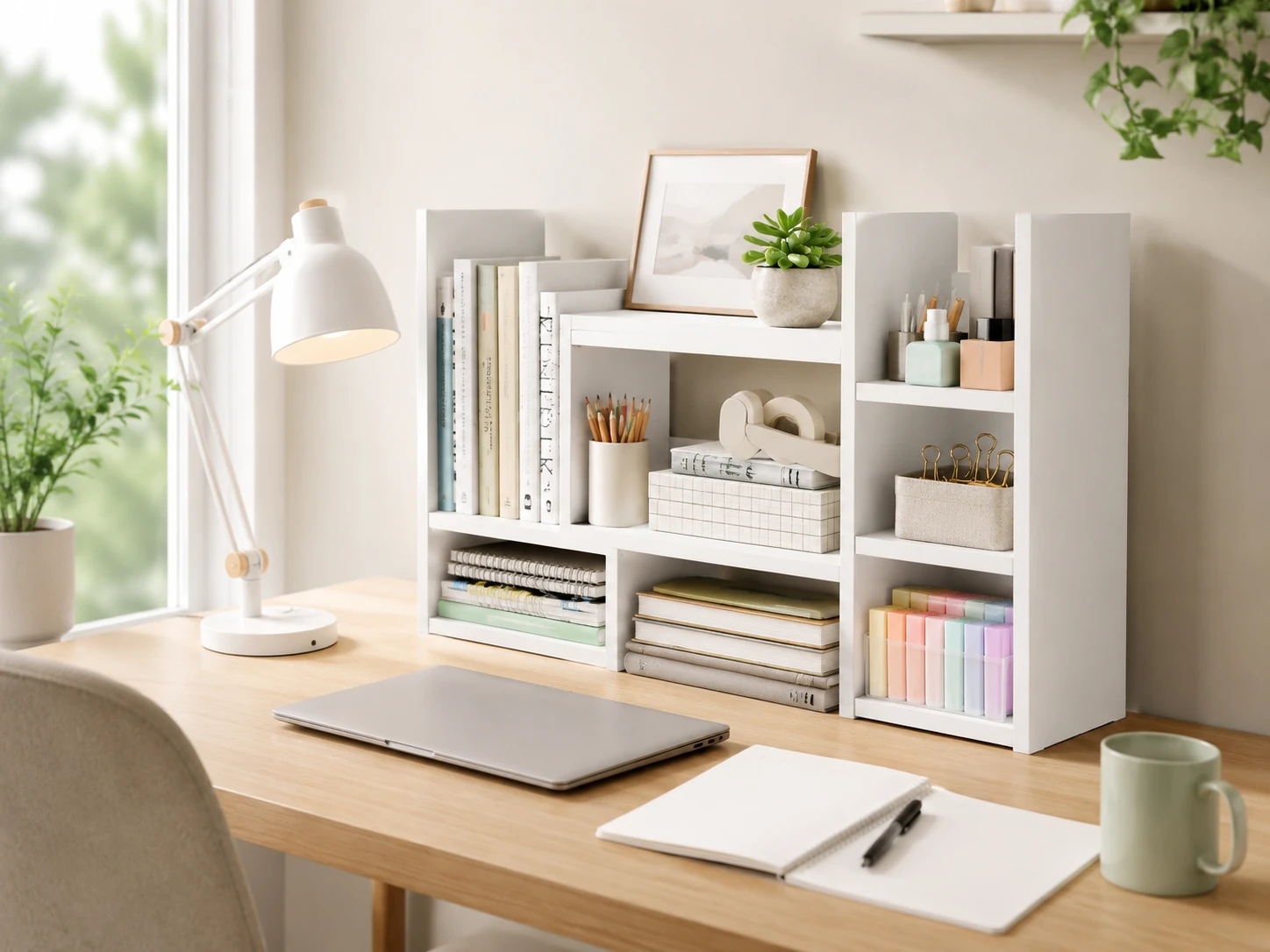 NUTIKAS Adjustable Desk Shelf Organizer, 16-28 inch