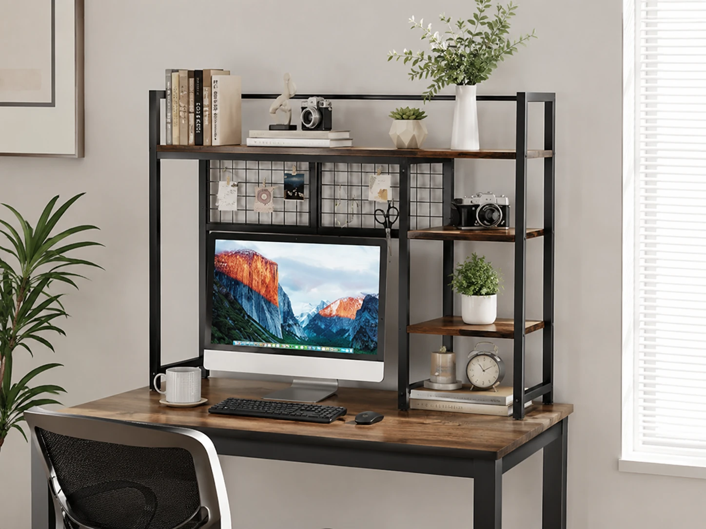 Snughome 38.6-inch 4-Tier Desk Hutch with Pegboard