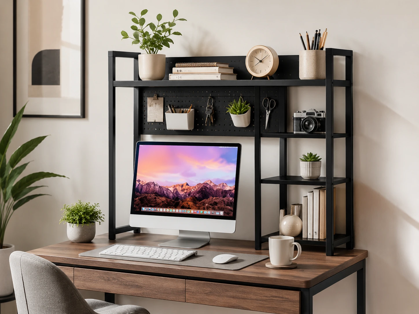 Snughome 38.6-inch Desk Shelf with Black Pegboard