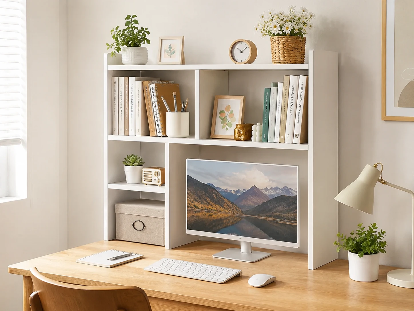 deli Desktop Shelf, 5 Shelves, 3-Tier, White