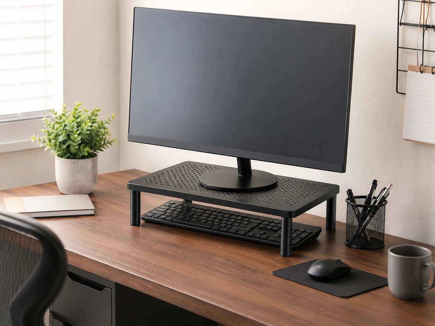 HUANUO Monitor Riser for Desk, Metal, Vented, 14.57 x 9.25 inches, 44 lbs Capacity