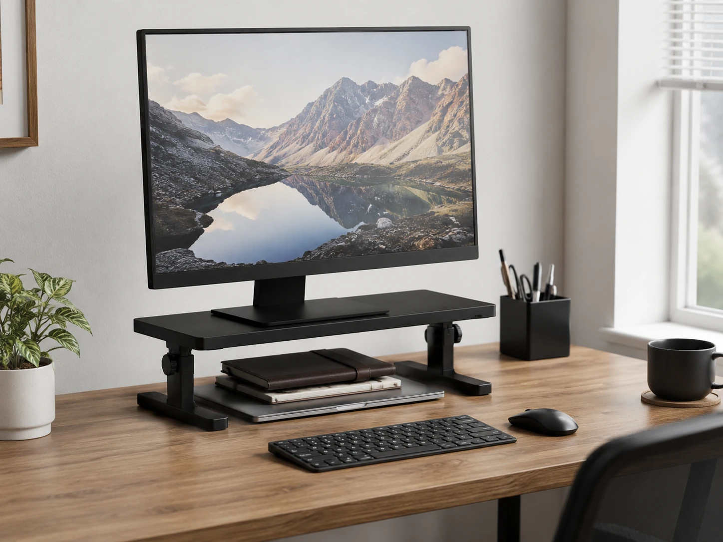 WALI Monitor Stand Riser, Height Adjustable 3.9 to 5.5 inch, Metal, 44 lbs, 10-Year Warranty