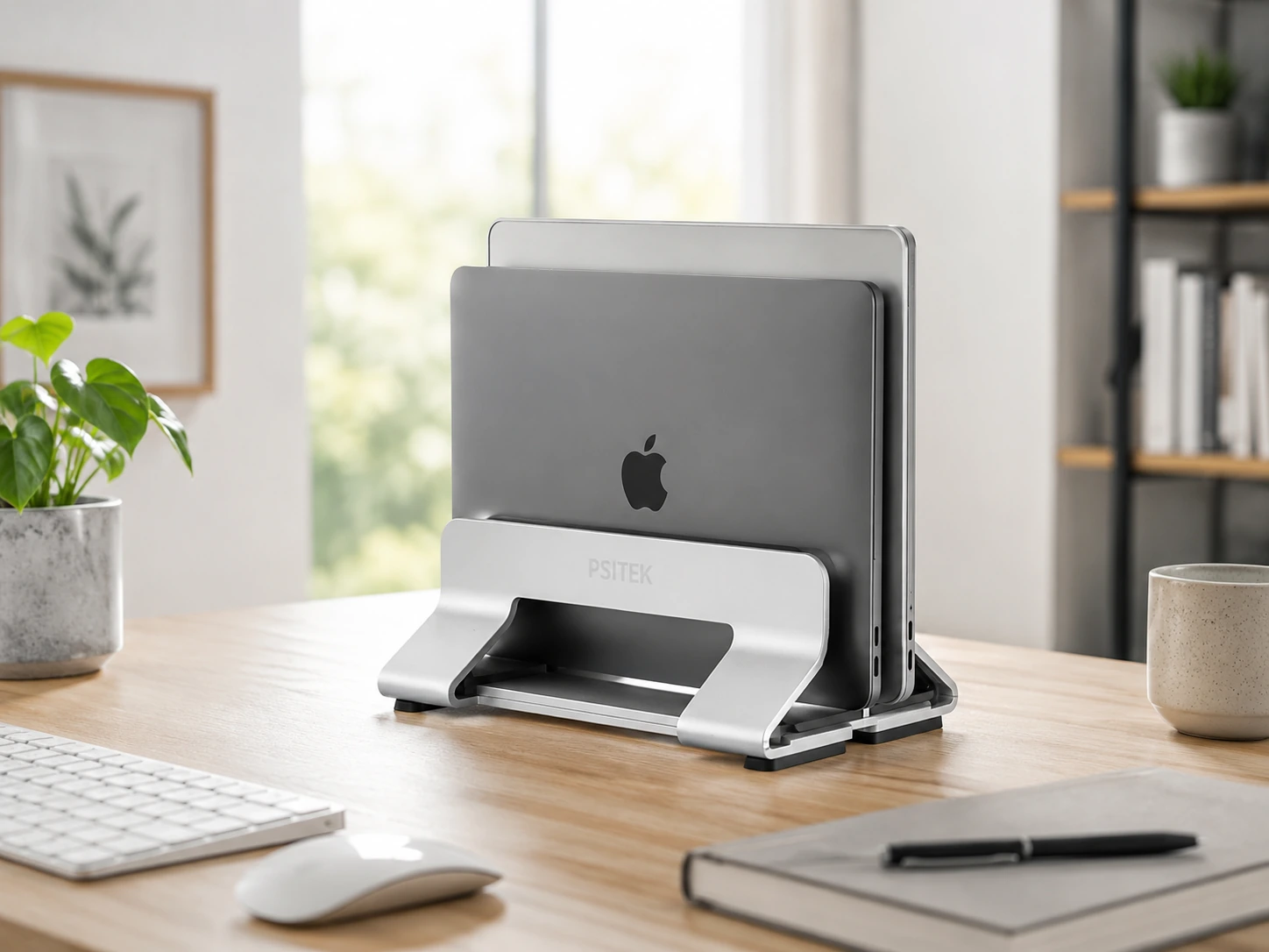 Psitek Dual Aluminum Laptop Stand (Silver)