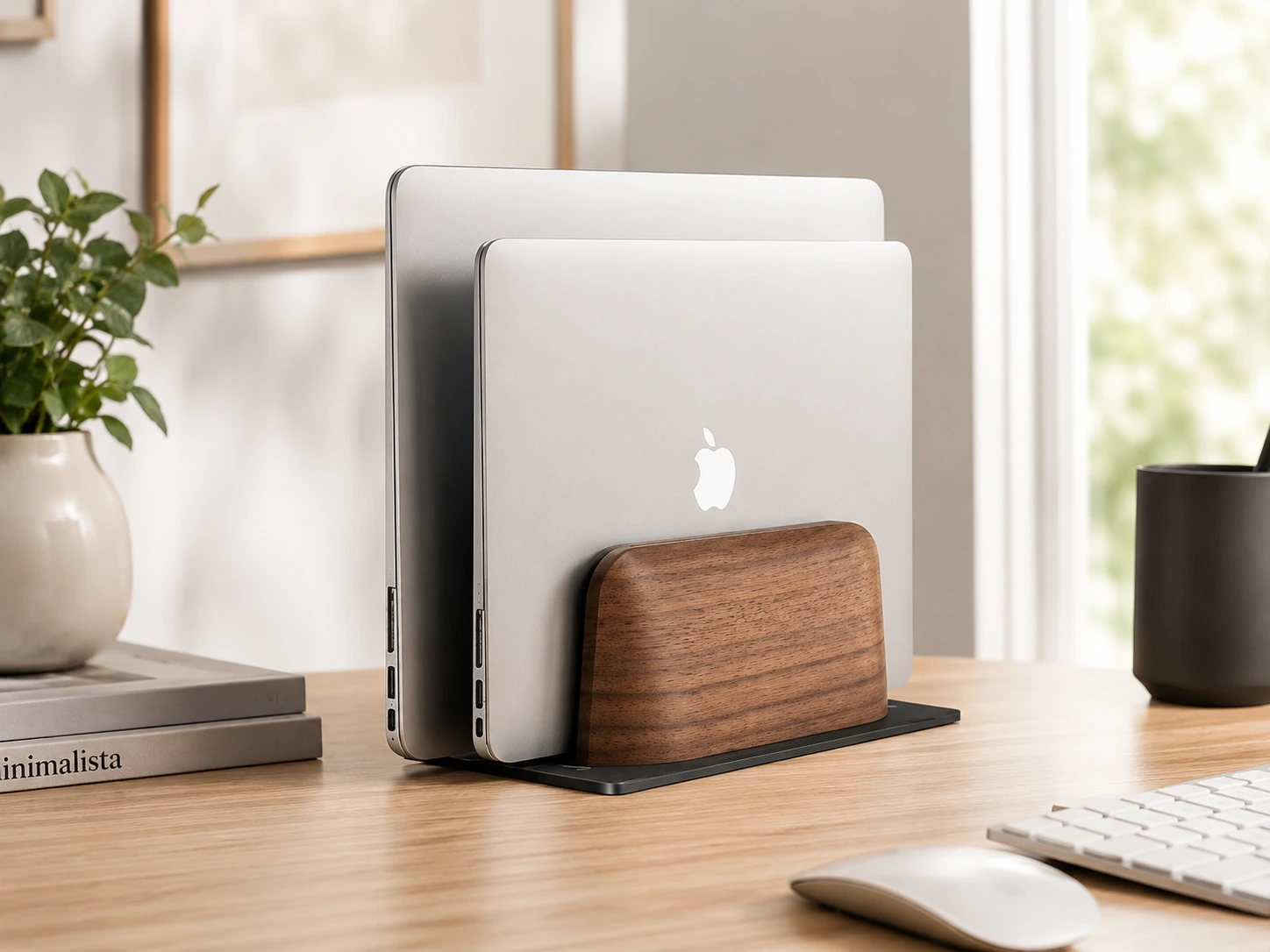 UPERGO Walnut + Aluminum Dual Laptop Stand