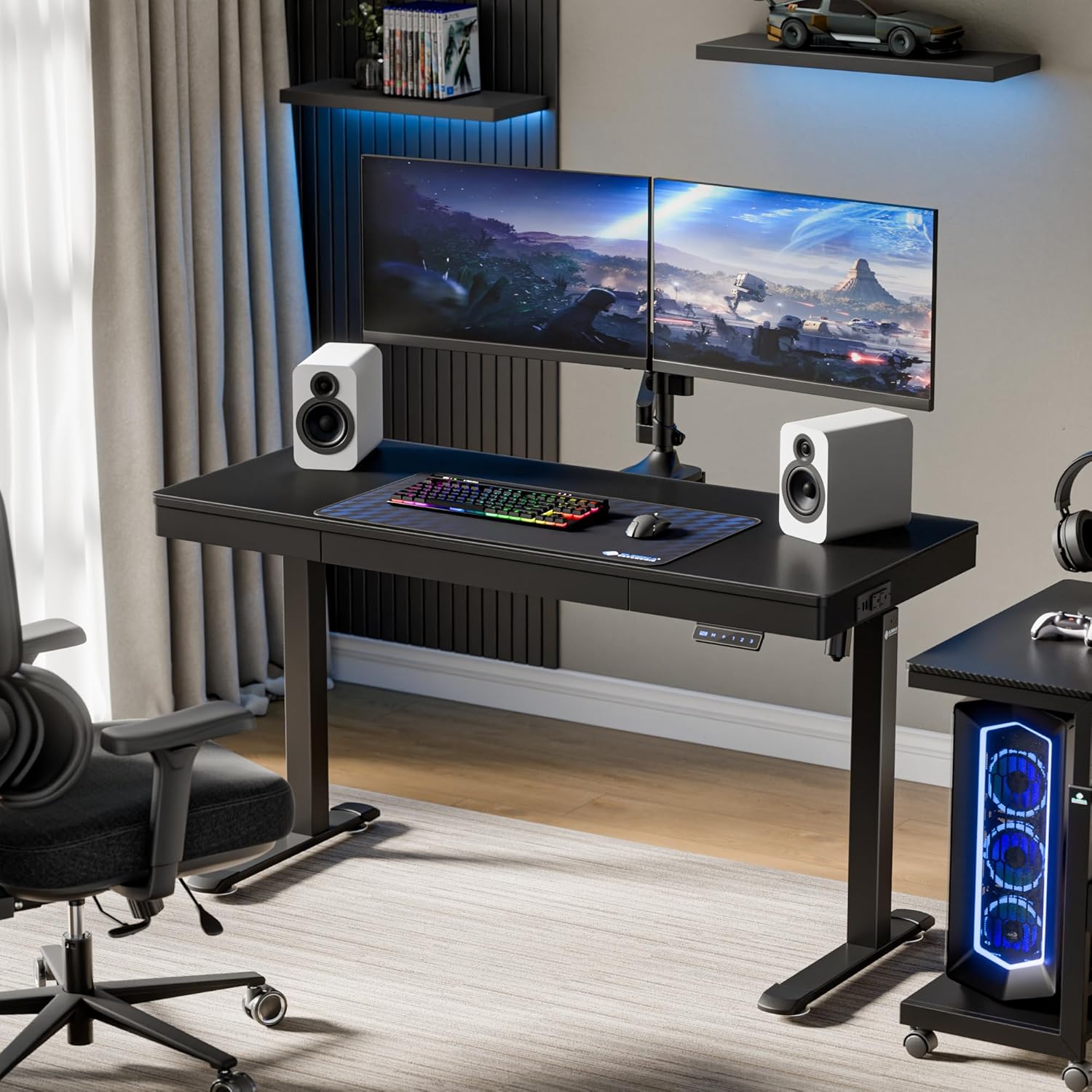 EUREKA ERGONOMIC 55 inch Frosted Glass Gaming Standing Desk