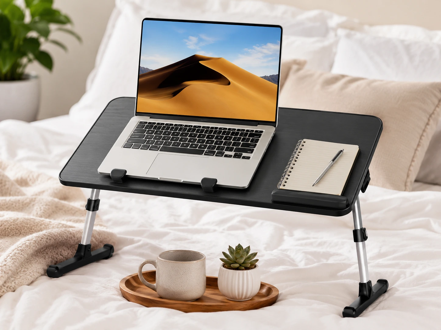 SAIJI Leather Lap Desk with Storage Drawer