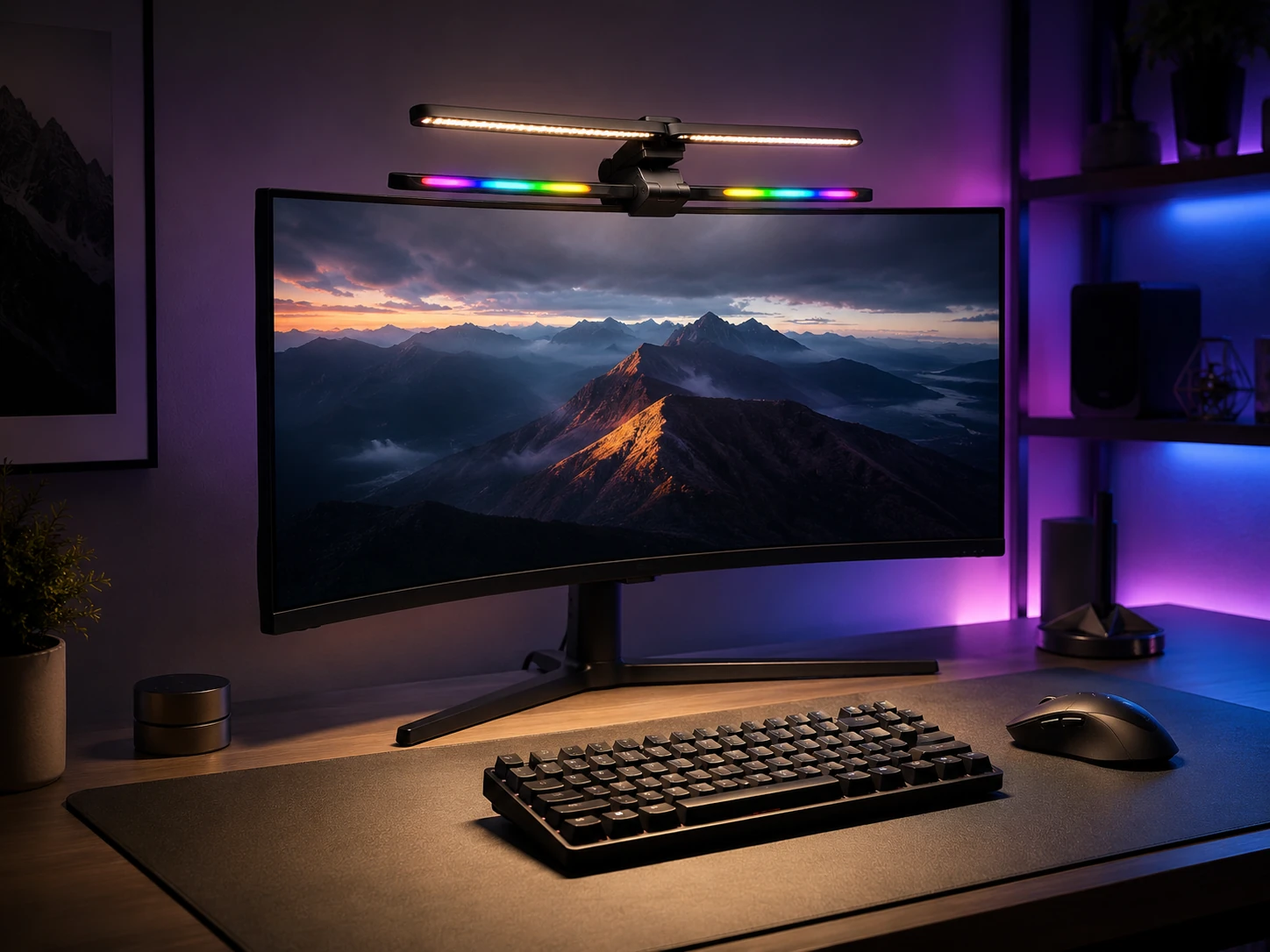 Quntis Curved RGB Monitor Light Bar, Foldable Dual Head