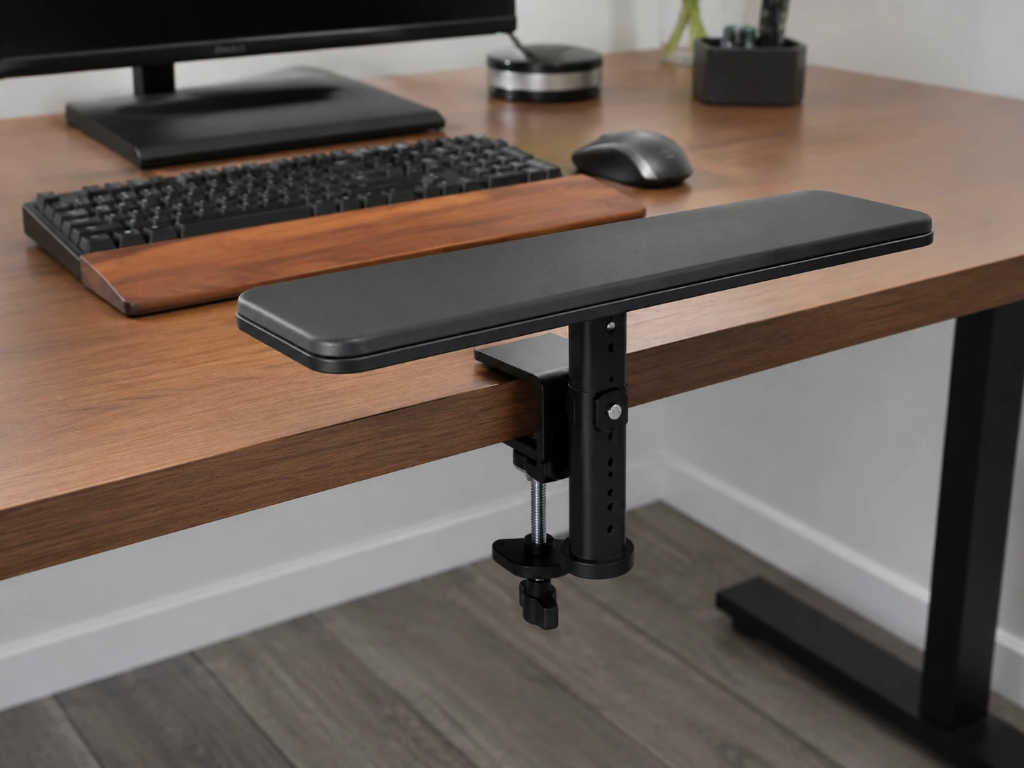 ART-GIFTREE Desk Extender 15 inch, Clamp-On, Height-Adjustable, 44 lbs, 4 Clamping Options, Black