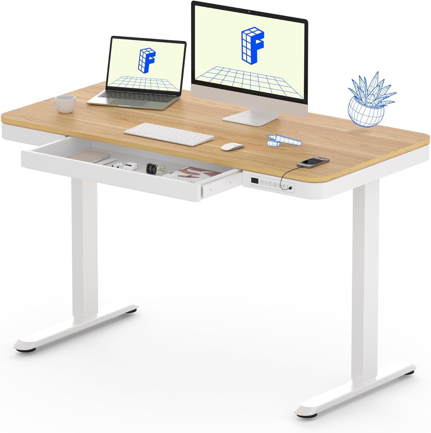 FLEXISPOT Comhar 48 inch Standing Desk with Drawer