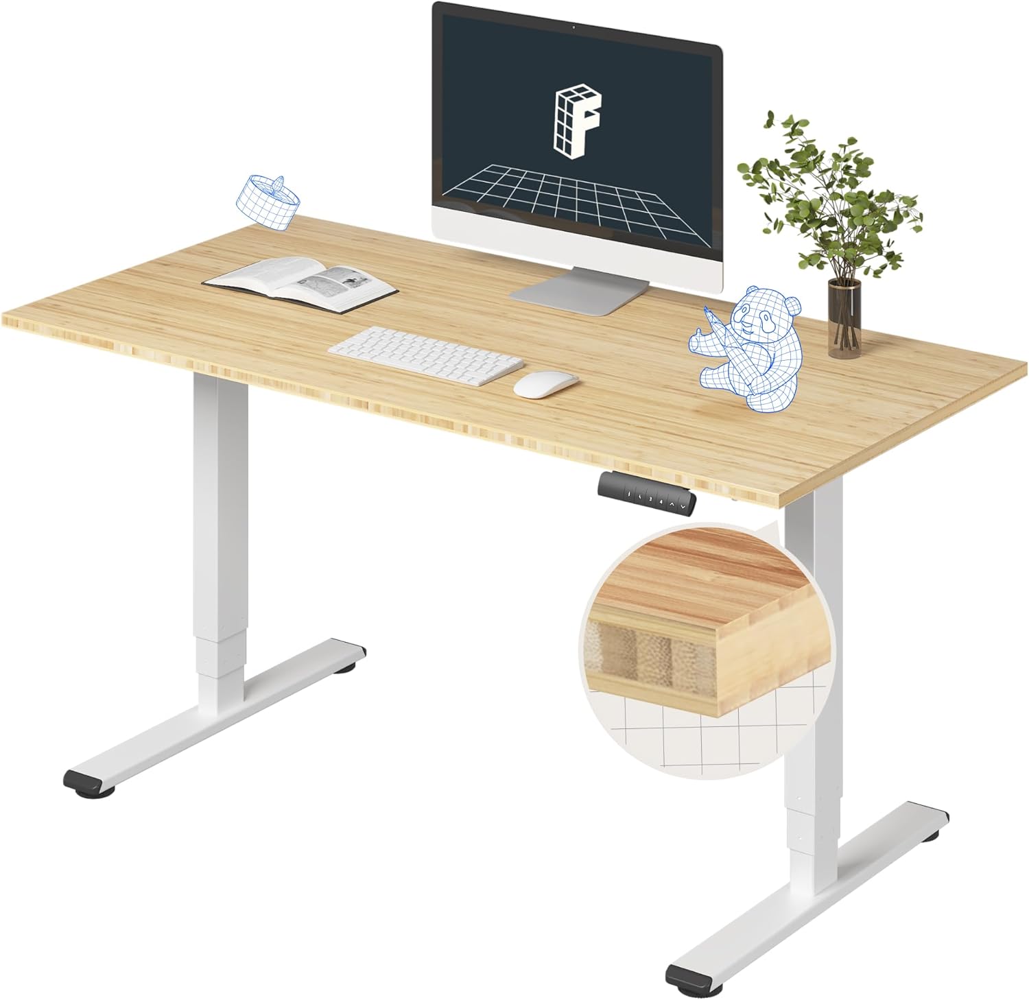 FLEXISPOT E6 Bamboo Standing Desk 55 inch