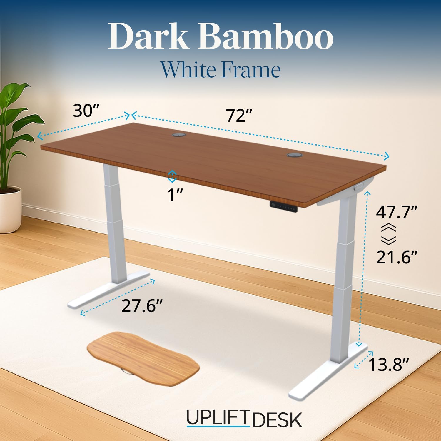 UPLIFT V3 72 inch Dark Bamboo Standing Desk
