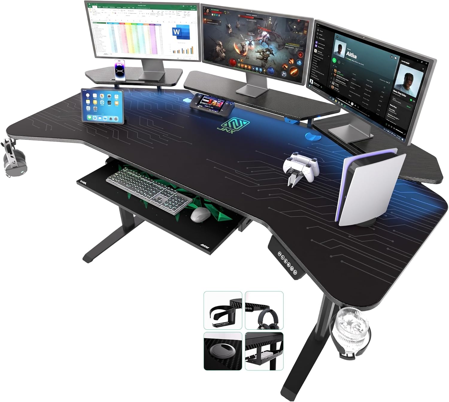 JWX 72 inch Wing-Shaped Gaming Standing Desk