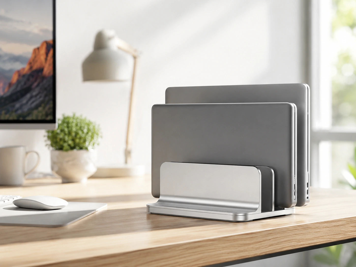 OMOTON Dual Aluminum Vertical Laptop Stand