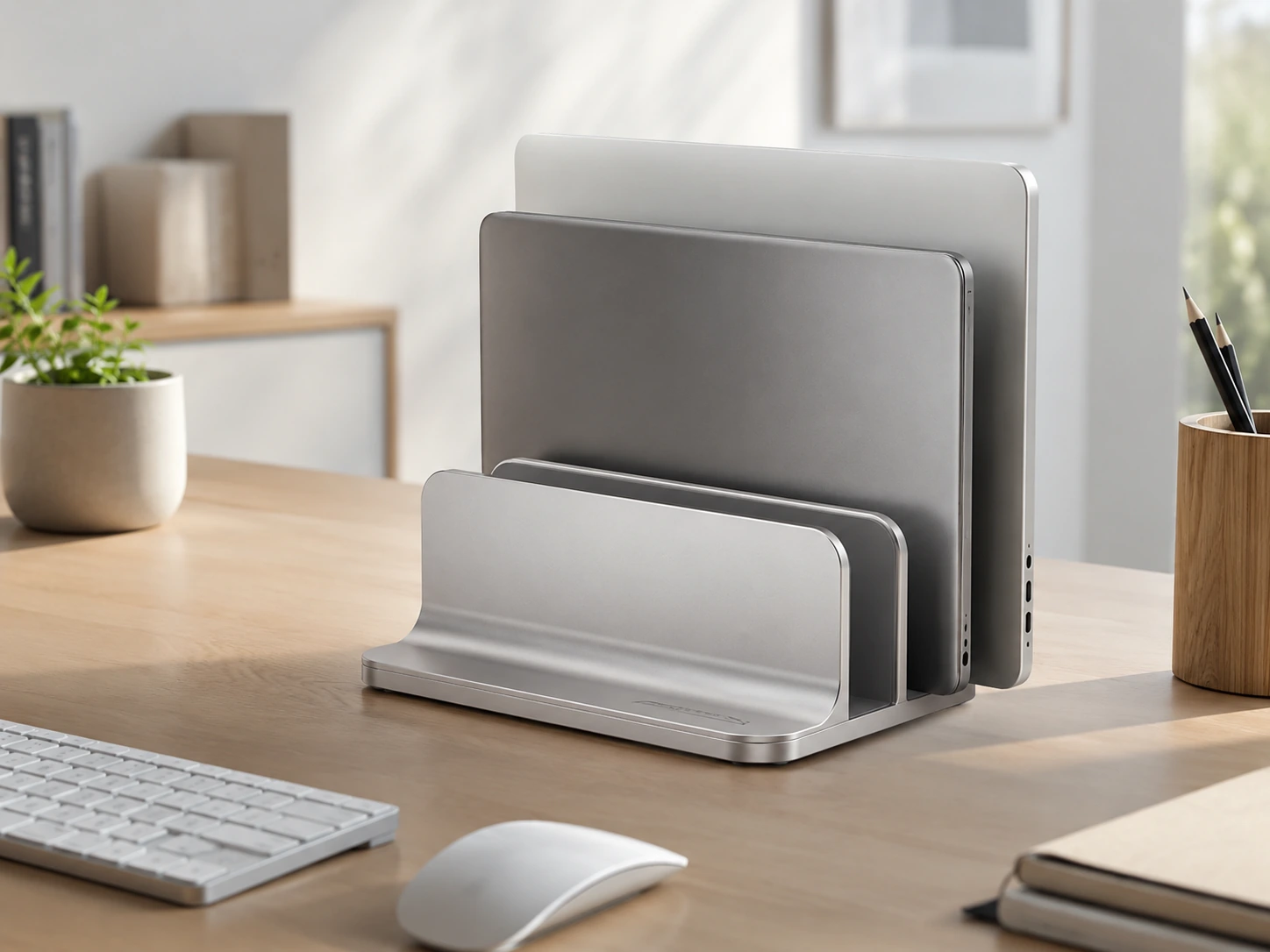 OMOTON Dual Aluminum Vertical Laptop Stand