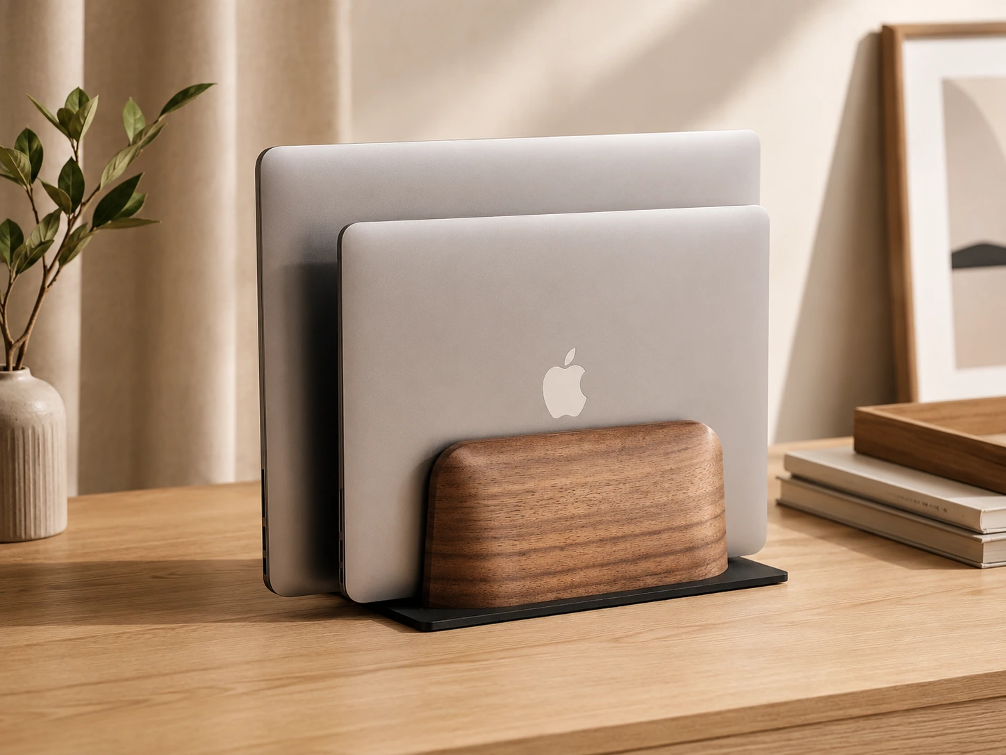 UPERGO Walnut + Aluminum Dual Laptop Stand