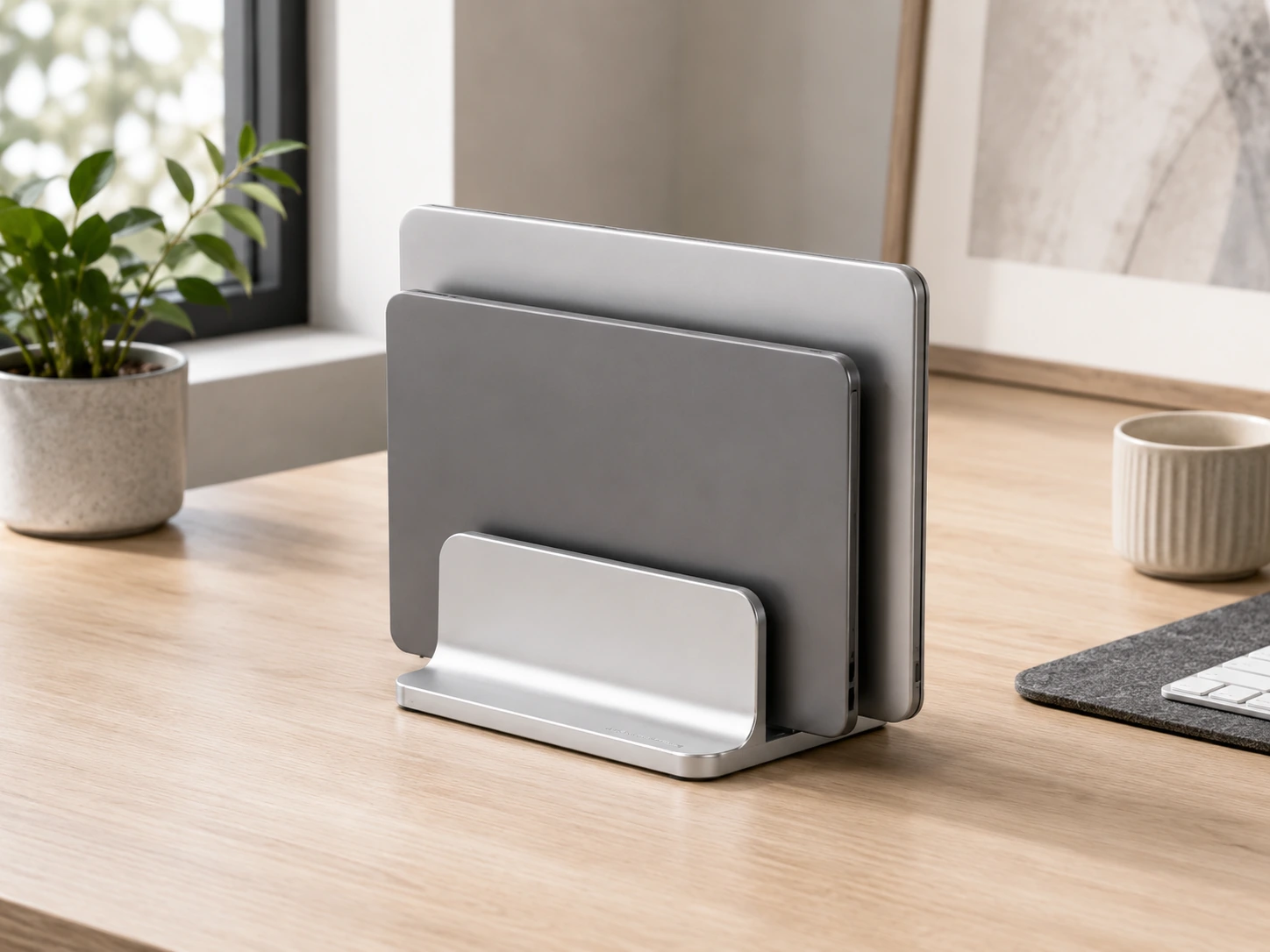 OMOTON Dual Aluminum Vertical Laptop Stand