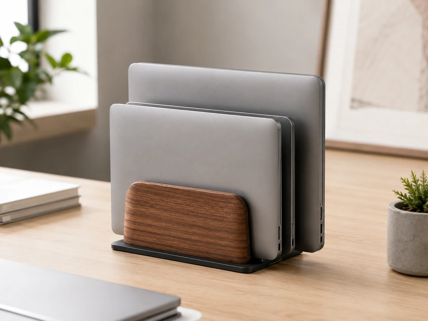 UPERGO Walnut + Aluminum Dual Laptop Stand