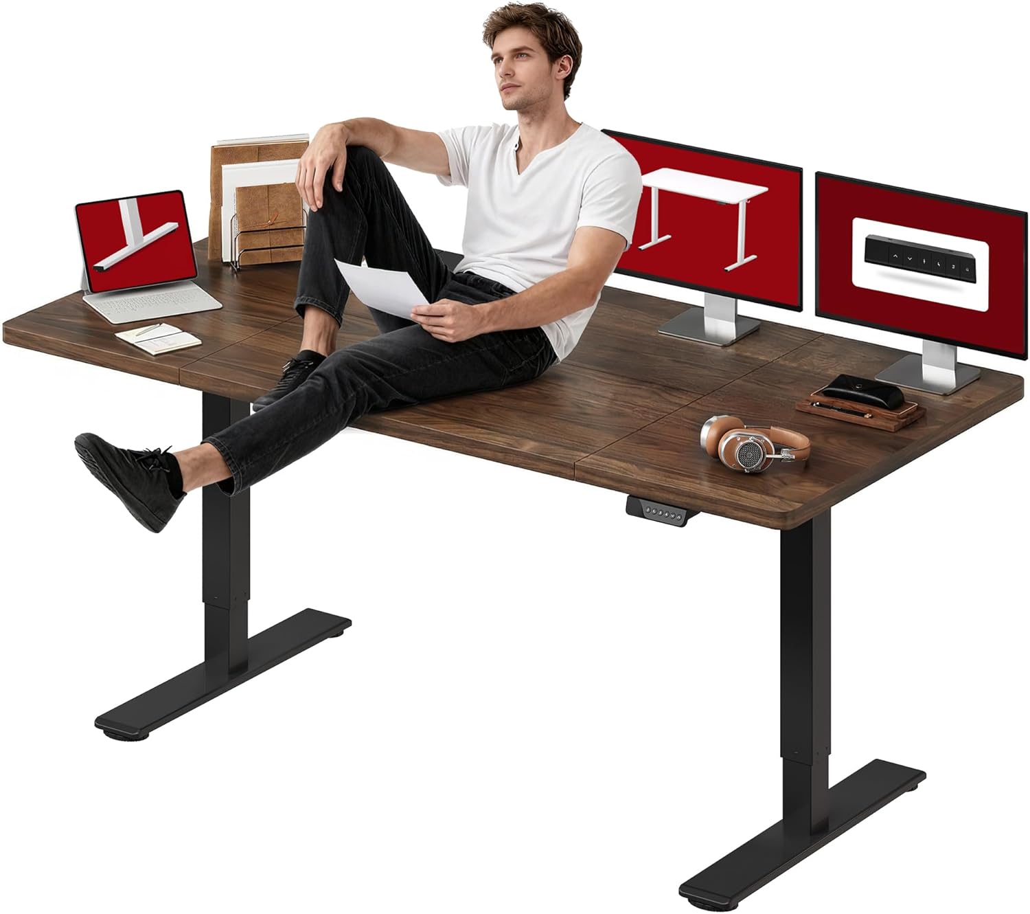 SANODESK 79x32 inch Black Walnut Standing Desk