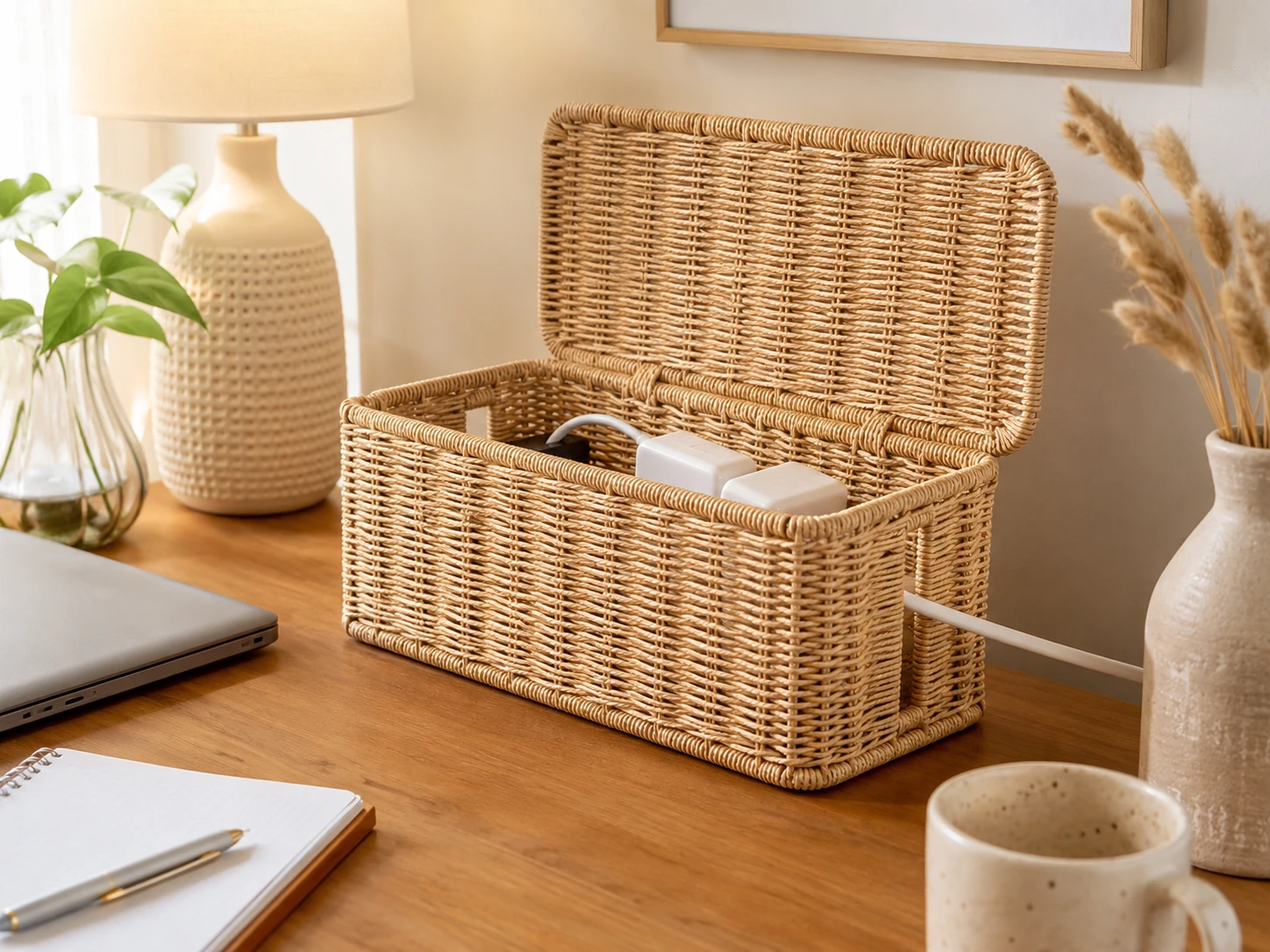 Cantalop Handwoven Rattan Cable Box