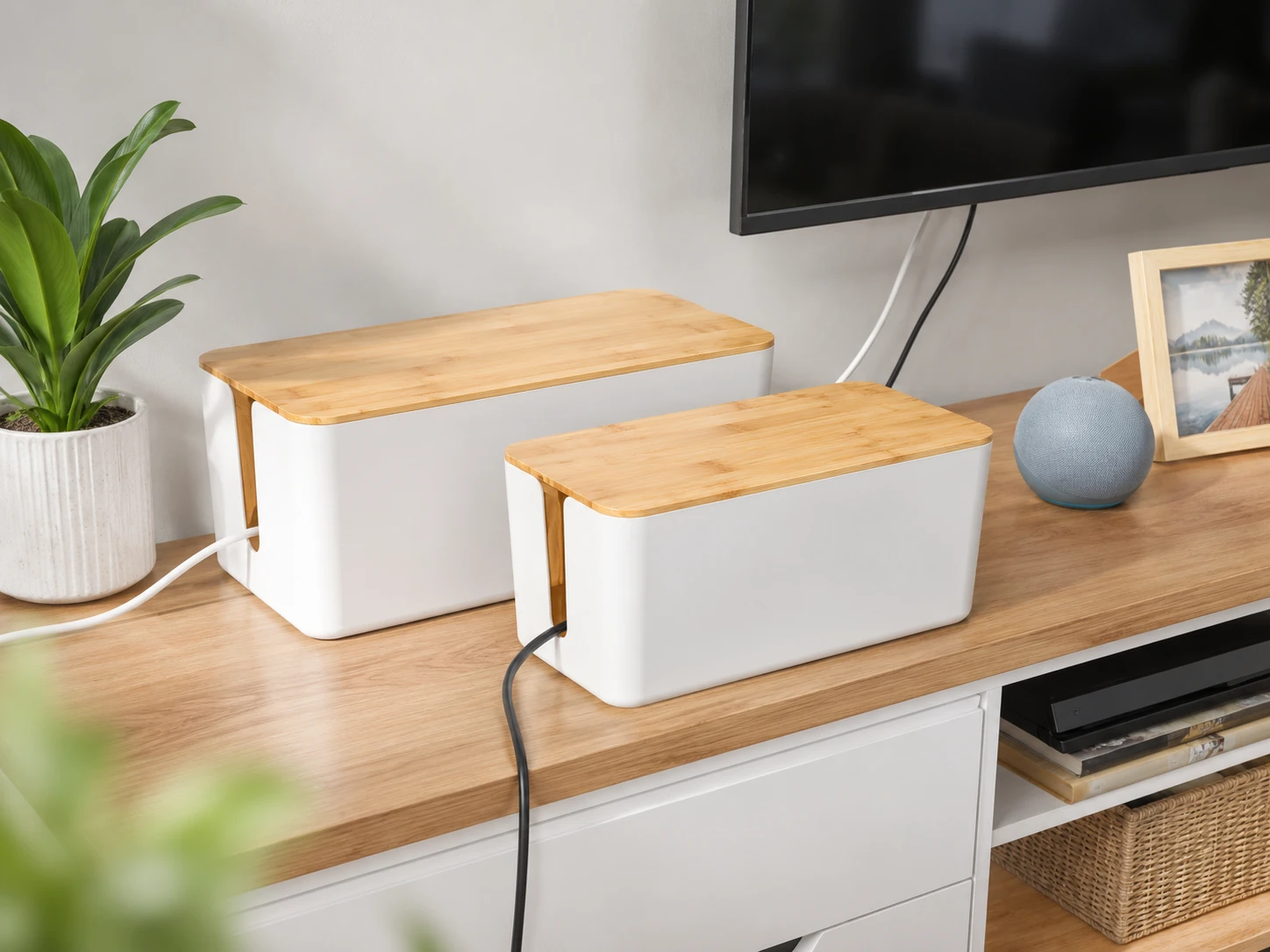 Chouky 2-Pack Wooden Style Cable Box