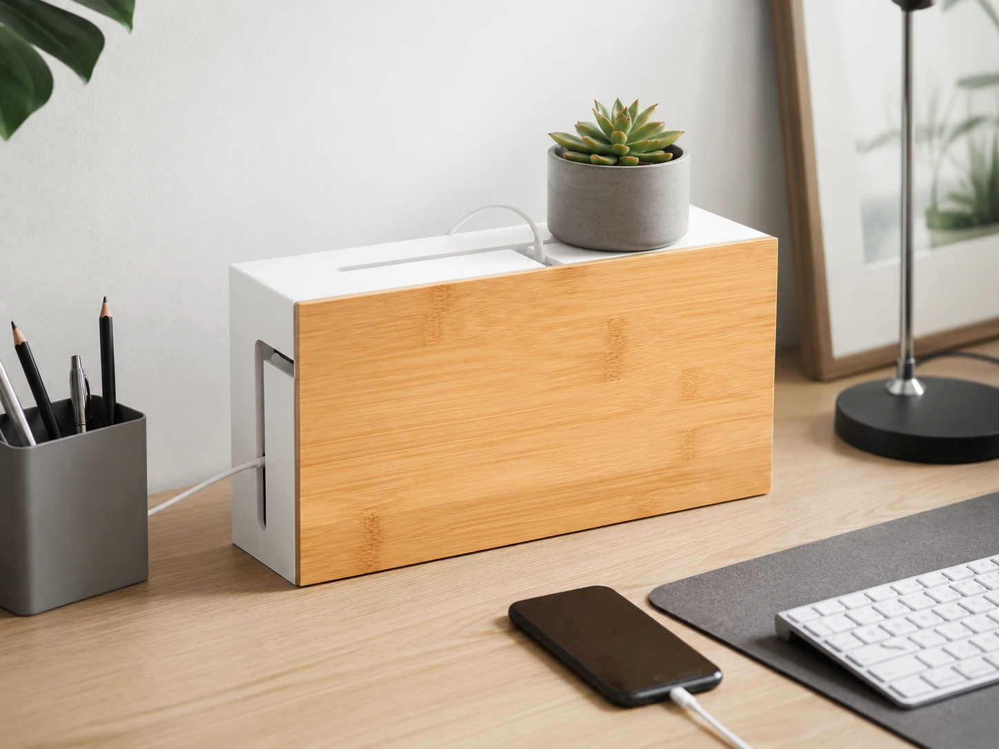 Kos Design Bamboo Magnetic Cable Box