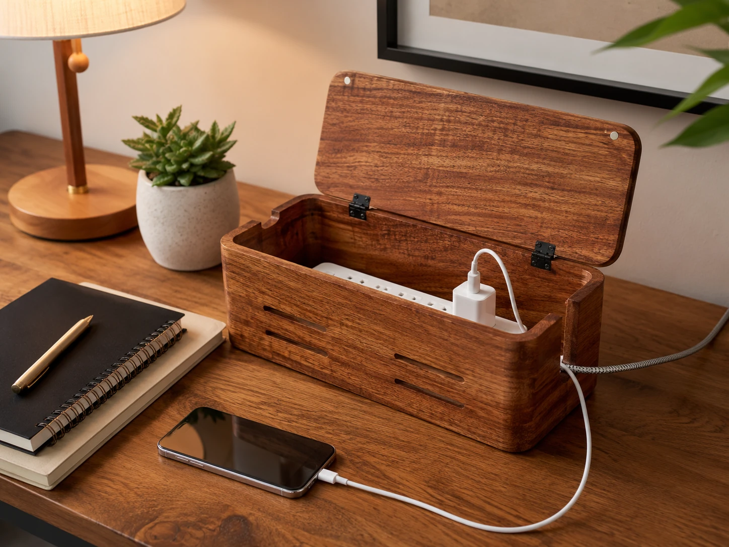 Luxe Designs Mango Wood Cable Management Box