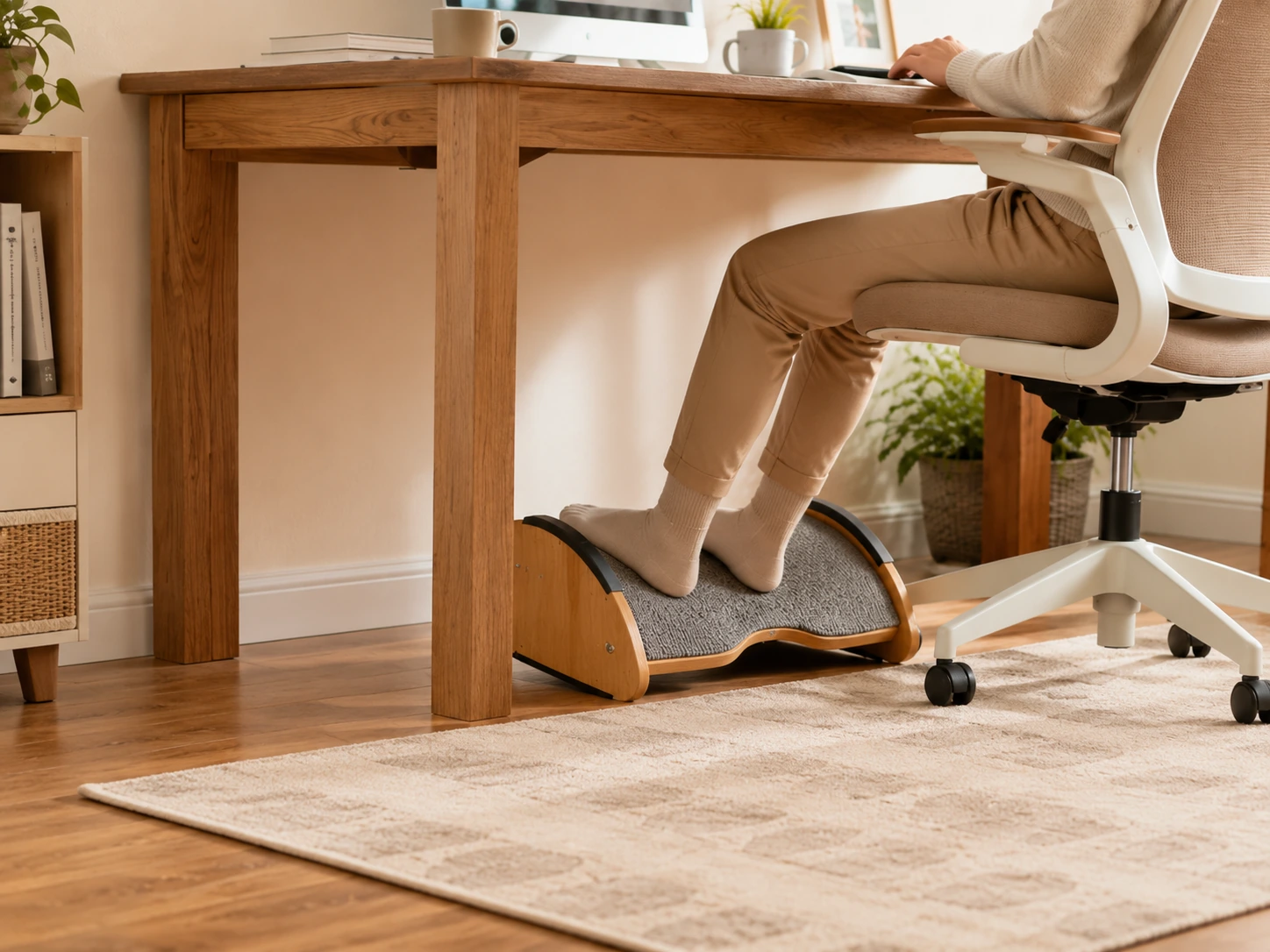 Amazer Bamboo Footrest with Cushion 3-in-1
