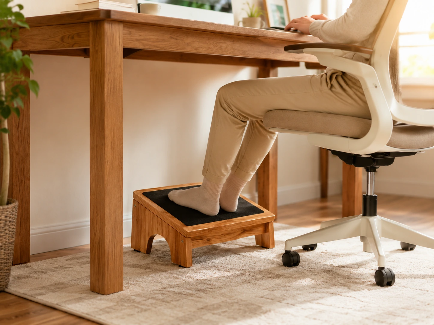 StrongTek 7 inch Wood Step Stool Footrest